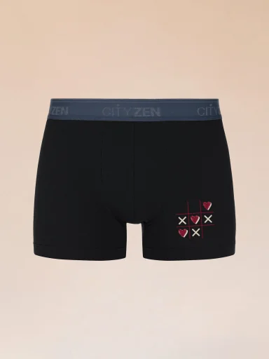 LYON Pánské boxerky černé s potiskem Piškvorky 4XL