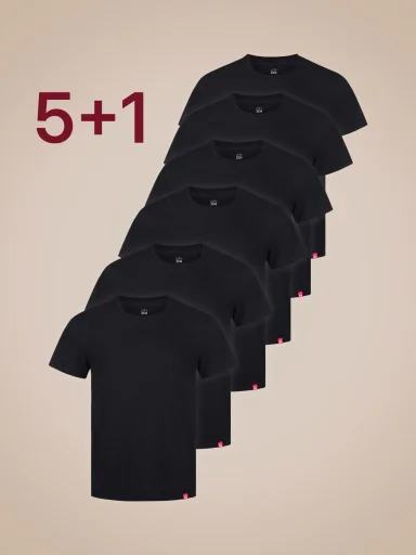 AGEN Výhodná sada 6 pánských triček černé 5 + 1