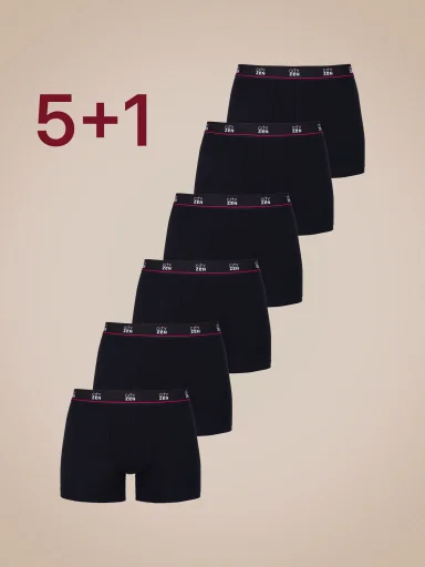 PUNO Výhodná sada 6 pánských boxerek černé 5 + 1 XL
