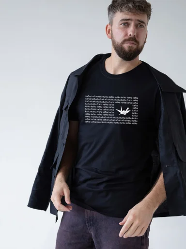 KAFKA Pánské tričko AGEN černé Origami XL