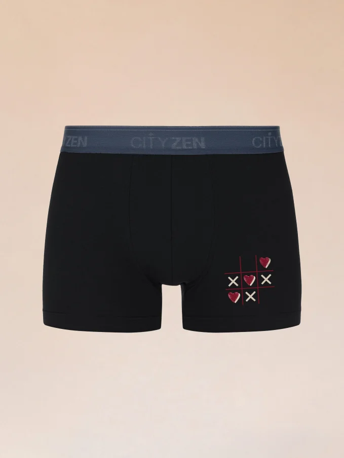LYON Pánské boxerky černé s potiskem Piškvorky 4XL