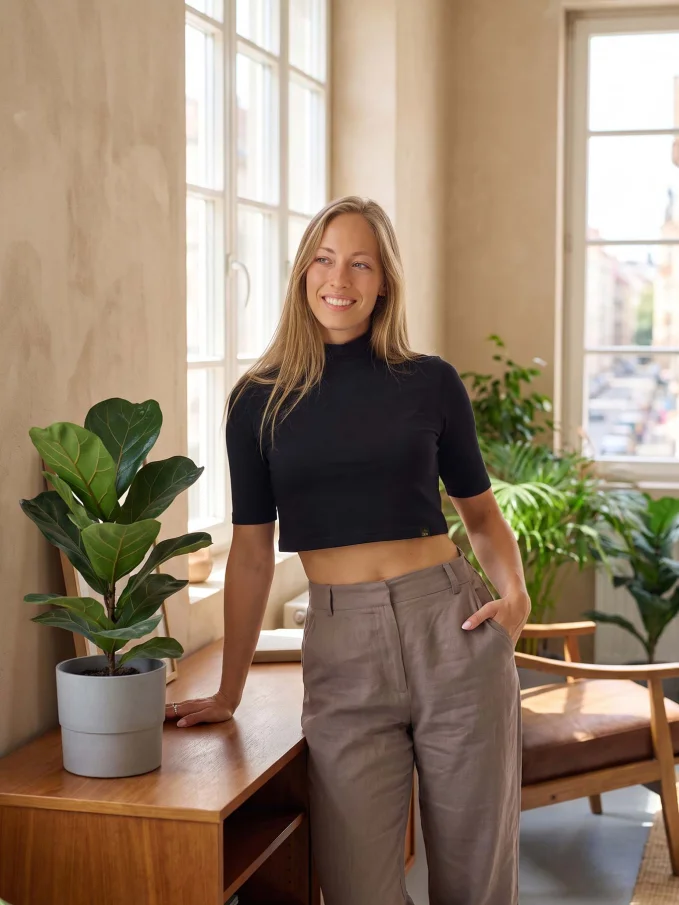 LUCCA Dámský crop top černý 34