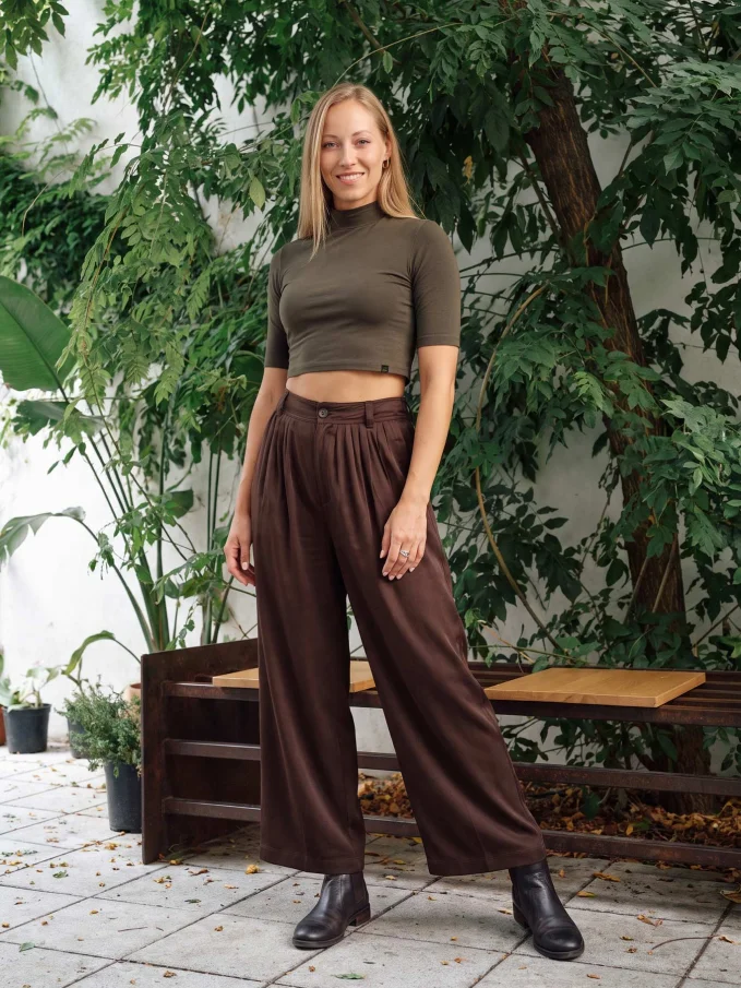 LUCCA Dámský crop top dark khaki