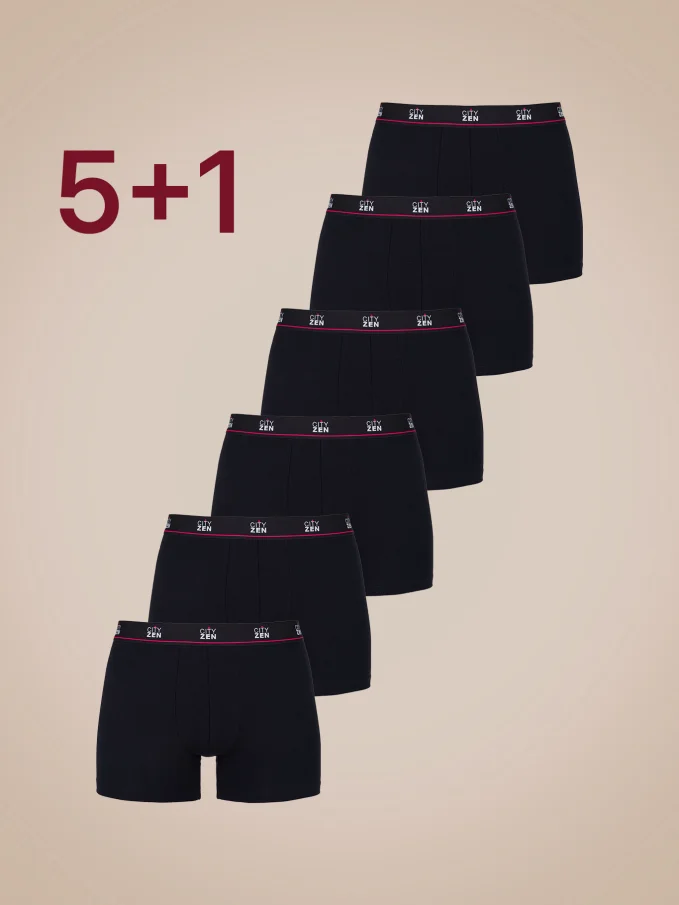 PUNO Výhodná sada 6 pánských boxerek černé 5 + 1 XL
