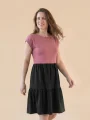 MALAGA Dámské šaty s volány pudrová/černá 38